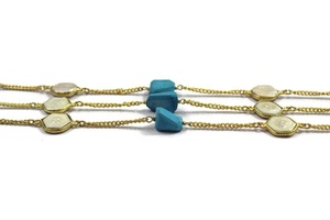 Cadena de eslabones con piedras preciosas turquesas, cadena de eslabones, chapado en oro, joyería de suministro, venta al por mayor - Product Image 3