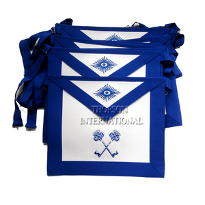 Masonic Blue Lodge Treasure Officer Delantal Cuero hecho a mano y tela Masonic Regalia con parche bordado para uso de masón - Product Image 1