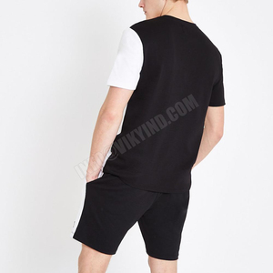 New Arrival <b>Men</b> Summer <b>Shorts</b> Set Strips Design Black <b>White</b> Color Block Tech <b>Short</b> Tracksuit - Product Image 3