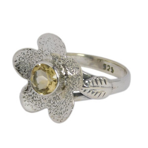 Beautiful Natural Flower Shape Citrine Gemstone Eternity Vermeil <b>Ring</b> 925 Sterling <b>Silver</b> Jewelry for Women and <b>Men</b> - Product Image 2
