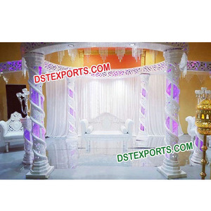 Elegante cristal Nisha Mandap boda redondo cristal Mandap conjunto indio boda cristal Mandap fabricante exportador blanco escenario Reino Unido - Product Image 1