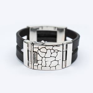 Bali Jewely Colección de lujo para hombres Pulsera de cuero de plata esterlina 925 Estilo moderno - Product Image 2