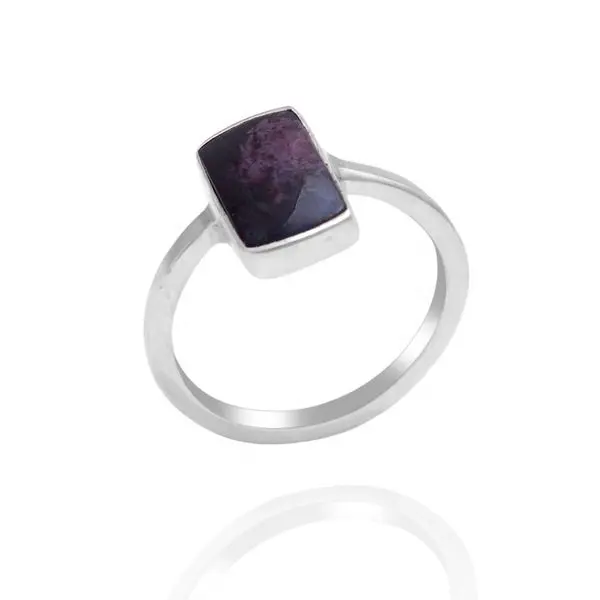 925 Sterling Silver Handmade Dark Purple Stone Ring Healing Violet Flame Crown Chakra Jewelry