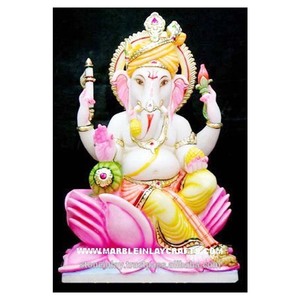 White Marble Lord Ganesh <b>Statue</b> - Product Image 1
