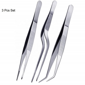 Pinzas de cocina de acero inoxidable, puntas dentadas, Juego de 3 piezas ecológico para chefs, profesionales médicos, pinzas duraderas, modelo NJ - Product Image 1