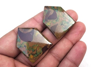 Increíble brillante 2 piezas, jaspe de fruta Natural, piedras preciosas sueltas, suave, forma de lujo, cabujones planos, fabricación de joyería hecha a mano - Product Image 3