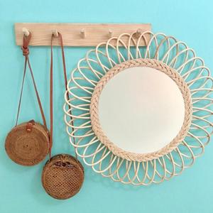 Nouveau chaud décoratif naturel tissé jonc de mer tenture murale miroir Vintage Antique miroir en gros artisanat produit décor à la maison - Product Image 6