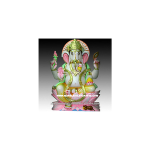 White Marble Ganesha Sitting Statue - Product Image 1