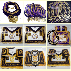 Grand Lodge Tablier maçonnique en cuir et tissu brodé à la main Patch de broderie élégant inclus - Product Image 3