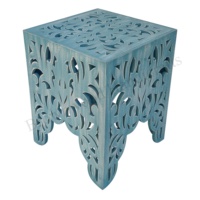 Tabouret en bois MDF de qualité supérieure, aspect vintage Tabouret latéral sculpté antique Décoration de chambre Tabouret en bois Décor floral Stand Prix bon marché