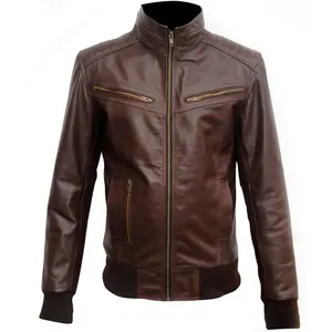 Cheap Price Wholesale Custom Made Men BROWN fashion leather jacket made Pakistan