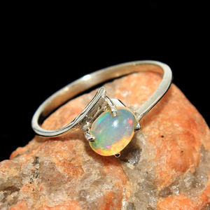 การตั้งค่า Prong เอธิโอเปียโอปอล Citrine Onyx Kyanite โกเมนพลอย925แหวนเงินแท้ - Product Image 1