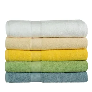 Toalha de banho para adultos, toalha de banho de bambu de algodão com torção zero, vestido luxuoso, preço acessível, exportador na Índia...
