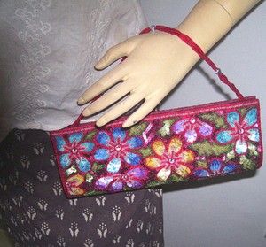 New Style Luxury Flower Style Satin Clutch <b>Handbag</b> for Women by Lowellcraft - Product Image 3