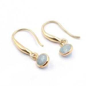Aquamarine 23 to 24 MM With <b>Sterling</b> <b>Silver</b> Ear <b>Wire</b> Round Shape Gold Electroplated Earring - Product Image 1