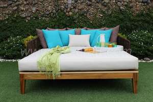 เก้าอี้คู่แบบทันสมัยเฟอร์นิเจอร์หวายโพลีหวายสำหรับสวนกลางแจ้งไม้อลูมิเนียมทำจากไม้ห้องนั่งเล่นบ้านการออกแบบที่ร้อนแรงที่สุดสำหรับลานบ้านชิงช้า - Product Image 5