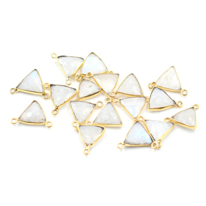 Arc-en-ciel pierre de lune Triangle forme 925 Starling argent lunette plaqué or pendentif fabrication de bijoux à la main - Product Image 4