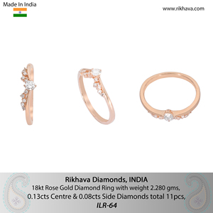 18kt Rose <b>Gold</b> Women's Round Brilliant Cut Diamond Bezel Setting <b>Ring</b> <b>Set</b> - Product Image 6