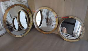 Marco de Espejo de Pared Redondo de Madera de Mango de Estilo Clásico Moderno al por Mayor para Dormitorio, Hogar, Hoteles y Restaurantes - Product Image 4