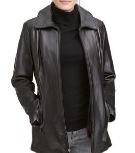 Veste en cuir de course pour femmes à la mode de haute qualité sur mesure Biker manteau bouton en cuir véritable fermeture éclair vêtements d'extérieur pour l'hiver - Product Image 2