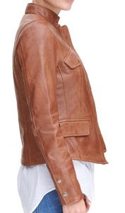 Veste de moto pour femme de haute qualité, inspirée du streetwear, en cuir d'agneau, fermeture éclair personnalisée, imperméable, séchage rapide - Product Image 5