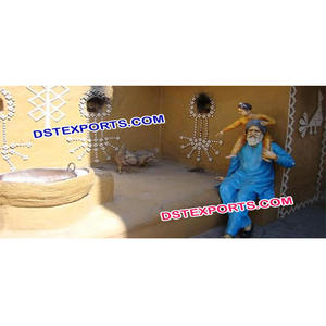 Punjabi-estatua de fibra tradicional de la aldea, suministros de decoración con temática de pueblo, Punjabi, cultura india - Product Image 1