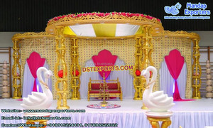 Mandap de boda de madera de aspecto clásico, estilo pavo real, Mandap DE BODA único, dorado - Product Image 5