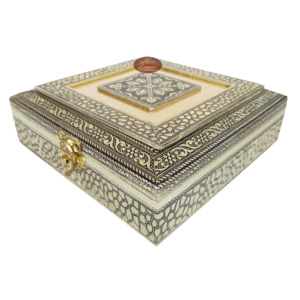 ANTIQUE FLOWER DESIGNED, METAL FINISH, WOODEN HANDMADE JEWELRY GIFT BOX (7"x7"x2.25" INCH) FLOWER - Product Image 5