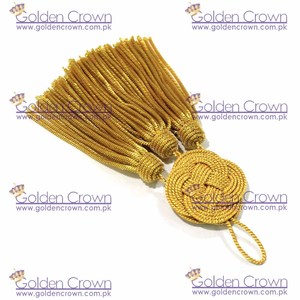 Borla de Hilo Metálico Dorado con Nudo, 3 Piezas Pequeñas, Decoración Textil para el Hogar - Product Image 3