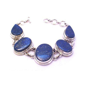 Pulsera de plata de ley con lapislázuli azul, joyería al por mayor - Product Image 3