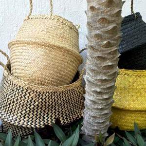 ตะกร้าสานจากหญ้าทะเลสานสีผสมสำหรับใช้ในครัวพิมพ์โลโก้อาหารตะกร้าช้อปปิ้งพลาสติก - Product Image 3