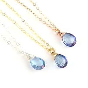 Tanzanite ควอตซ์เงินสเตอร์ลิงห้อยสร้อยคอห่อจี้-December ของขวัญวันเกิดและสร้อยคอปาร์ตี้ - Product Image 2