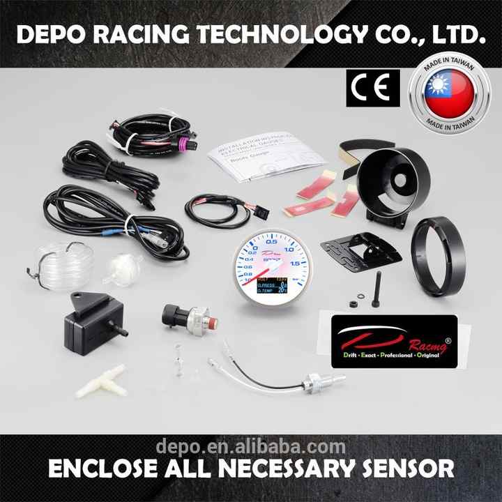 60mm 4 in 1 Boost Turbo Gauge Plus Volt Oil Pressure Oil Temp Auto Gauge