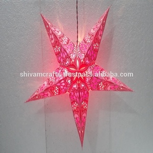 Laxmans Paper <b>Star</b> Lantern <b>Hanging</b> Handicraft Eco-Friendly Reusable 60cm Printed Traditional Multi Pattern Christmas Decoration - Product Image 4