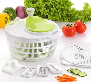 All-In-1 Multi Fungsional Manual Memutar Salad Spinner dan Alat Pengiris dengan BSCI SEDEX