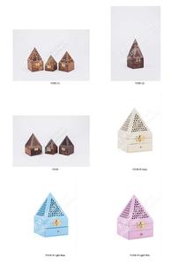 Soporte de quemador de incienso rosa de alta calidad de tendencia superior diseño de cono de pirámide madera Metal decoración del hogar lavanda sándalo Rosa incienso - Product Image 3