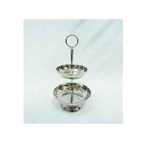 Soporte de pastel de metal de acero inoxidable de dos niveles brillante fabricante personalizado venta directa de fábrica al por mayor - Product Image 1