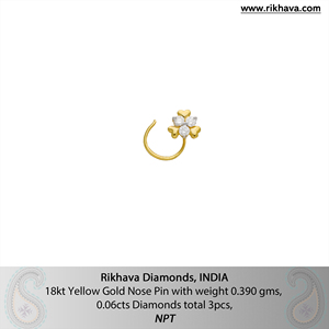 Alfiler de Nariz de diamante de oro amarillo de 18kt para mujer, accesorio de joyería elegante - Product Image 6
