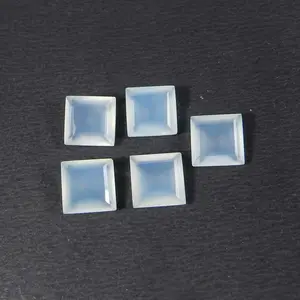 5 pezzi aqua calcedonio 9x9mm lotto di pietre preziose tagliate a forma quadrata per gioielli
