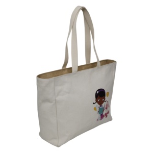 กระเป๋าถือผ้าแคนวาสแบบมีซิปปิดด้านล่างทำจากปอกระเจามีซับในและด้ามจับเว็บไซต์ - Product Image 3