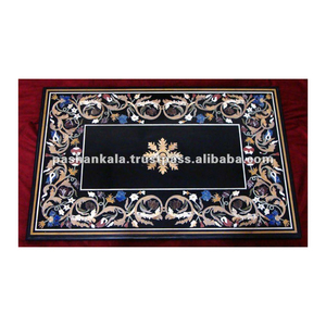 Plateaux de table en marbre noir avec incrustations fines - Product Image 1