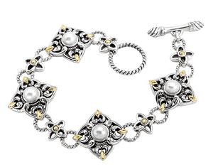 De joyería de la perla natural de la joyería de la plata esterlina 925 fabricante dual chapado en acabado antiguo perla pulsera - Product Image 2