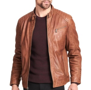 Chaqueta de cuero clásica W Detalles acolchados Chaqueta de motocicleta estilo motorista Chaqueta clásica de moda de cuero real - Product Image 2