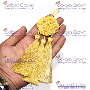 Nudo celta Cincture Gold Borlas pequeñas Mezcla de algodón Metálico Textiles para el hogar Uso decorativo con Felisi Gold - Product Image 3