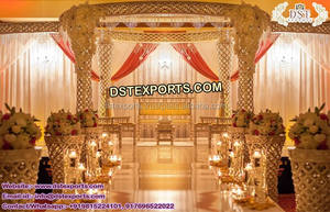 Mandap de madera exclusivo para matrimonio real Mandap DE BODA tallado de madera elegante Mandap de boda de madera de triple poste de moda Mandap UK - Product Image 4