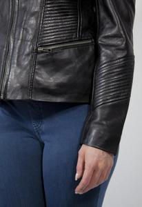 Chaqueta de cuero de motorista con diseño de cremallera personalizada de alta calidad para mujer, ropa de calle de piel de oveja, chaqueta de carreras con ajuste a la moda - Product Image 2