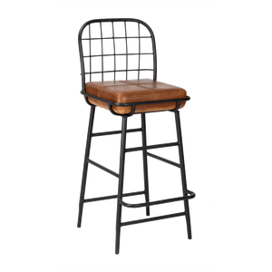 Tabouret de Bar Moderne Vintage en Métal avec Siège Rond Ajustable en Bois Mobilier de Salon Industriel - Product Image 2