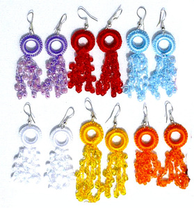 Boucles d'oreilles perlées faites à la main péruvienne perles de couleur de mode perles bijoux fantaisie en gros - Product Image 1