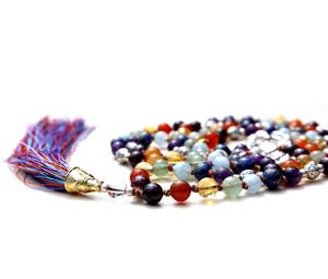 หินคริสตัลสำหรับฝึกโยคะ,หินคริสตัลบำบัด7จักระสร้อยคอมาลามาลา108เม็ดทำจากธรรมชาติ - Product Image 4