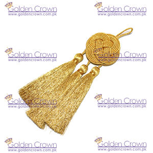 Nudo celta Cincture Gold Borlas pequeñas Mezcla de algodón Metálico Textiles para el hogar Uso decorativo con Felisi Gold - Product Image 4